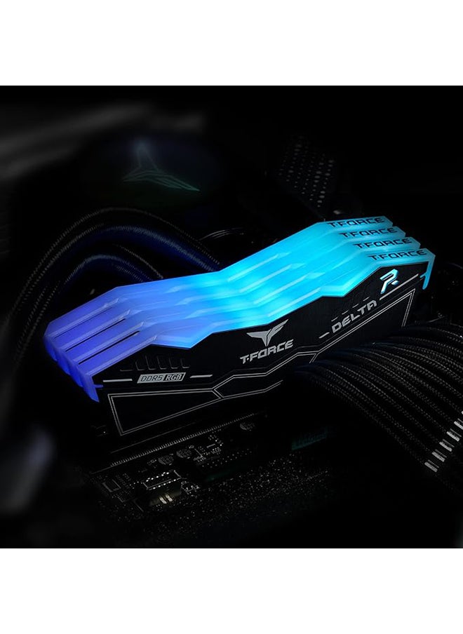 TeamGroup - TeamGroup 64GB(2x32GB) DDR5 RGB Gaming RAM, up to 6000MHz, Intel XMP 3.0 & AMD Expo Compatible Desktop Memory Module | Black - Image 1