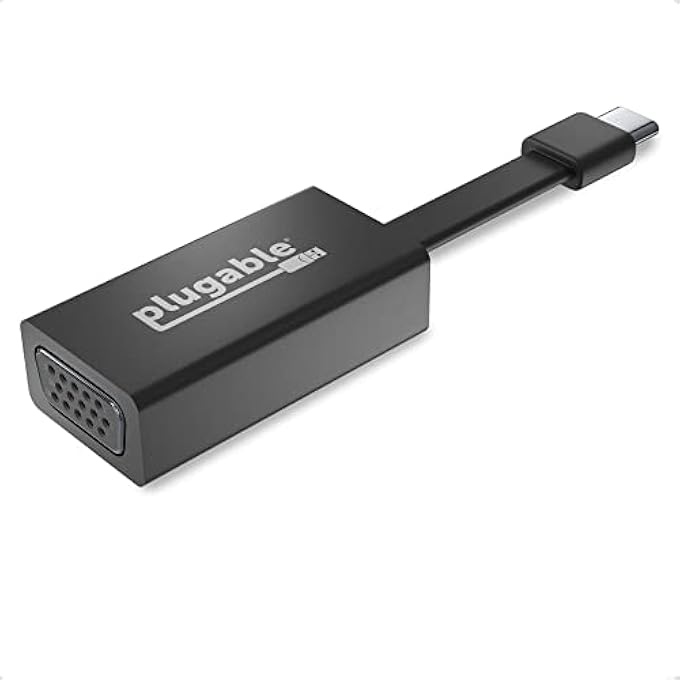 Plugable USB C TO VGA ADAPTER, THUNDERBOLT 3 TO VGA ADAPTER COMPATIBLE WITH MACBOOK PRO, WINDOWS, CHROMEBOOKS, 2018 IPAD PRO, DELL XPS, AND MORE (SUPPORTS RESOLUTIONS UP TO 1920X1200 @ 60HZ) - Image 1