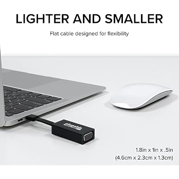 Plugable USB C TO VGA ADAPTER, THUNDERBOLT 3 TO VGA ADAPTER COMPATIBLE WITH MACBOOK PRO, WINDOWS, CHROMEBOOKS, 2018 IPAD PRO, DELL XPS, AND MORE (SUPPORTS RESOLUTIONS UP TO 1920X1200 @ 60HZ) - Image 3