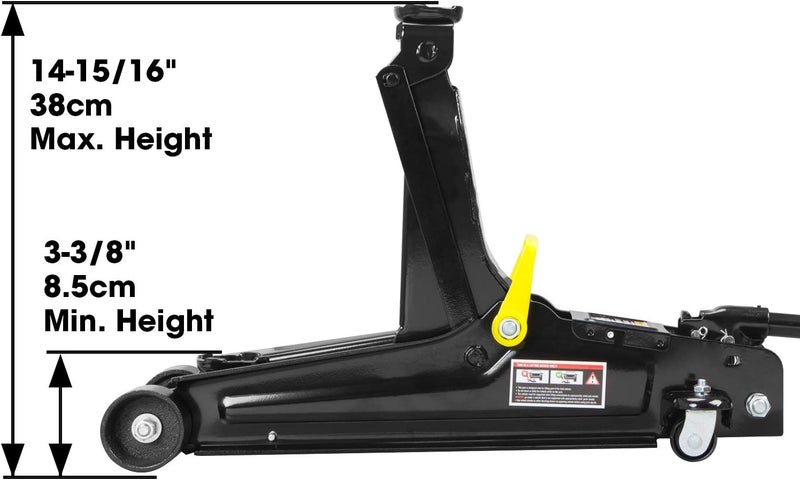 TORIN TORT825051 Hydraulic Low Profile Trolley Service/Floor Jack with Single Piston Quick Lift Pump, 2.5 Ton (5,000 lb) Capacity, Black, Medium - Image 2