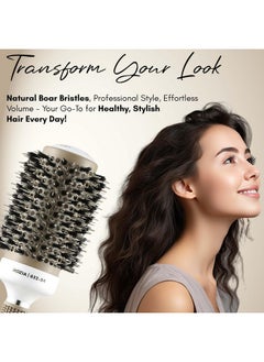 Rozia Pro Hair Combs For Women Round Brush For Blow Drying With Natural Boar Bristle, Professional Round Hair Brush For Hair Styling, Drying, Healthy Hair And Add Volume (54 Mm)  - Image 2