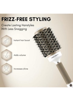 Rozia Pro Hair Combs For Women Round Brush For Blow Drying With Natural Boar Bristle, Professional Round Hair Brush For Hair Styling, Drying, Healthy Hair And Add Volume (54 Mm)  - Image 3