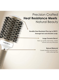 Rozia Pro Hair Combs For Women Round Brush For Blow Drying With Natural Boar Bristle, Professional Round Hair Brush For Hair Styling, Drying, Healthy Hair And Add Volume (54 Mm)  - Image 5