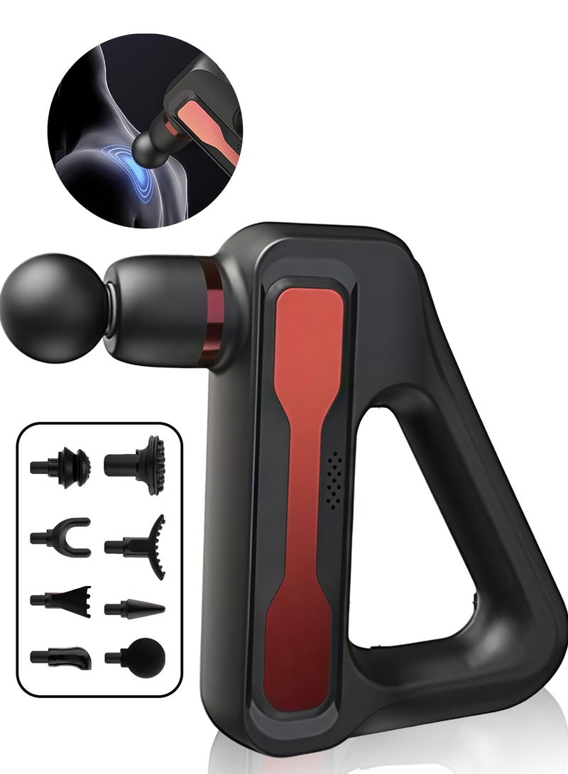 Triangular fascia gun, electric LCD muscle massage gun with 8 replaceable massage heads, 32 levels of vibration adjustment, for deep tissue muscle massage - Image 1