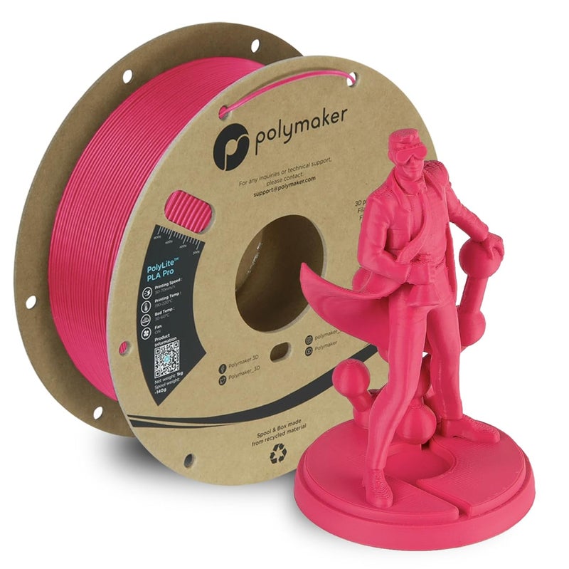 polymaker PLA PRO Filament 1.75mm 1kg, Tough & High Rigidity Magenta 3D Printing Filament, PolyLite PLA PRO 3D Printer Filament 1.75mm, Print with Most 3D Printers - Image 1