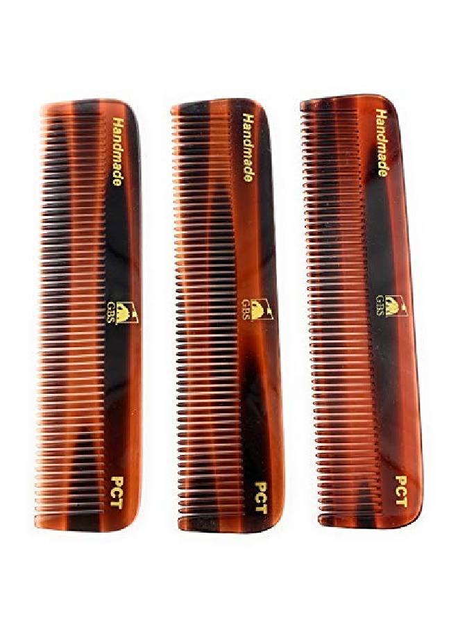 G.B.S Pct Unbreakable Pocket Comb Beard Comb For Mustache And Beard Grooming Comb Daily Base Handmade Lulose Acetate Use For Men Women Pack Of 3 (5"" Long) By Gbs - Image 2
