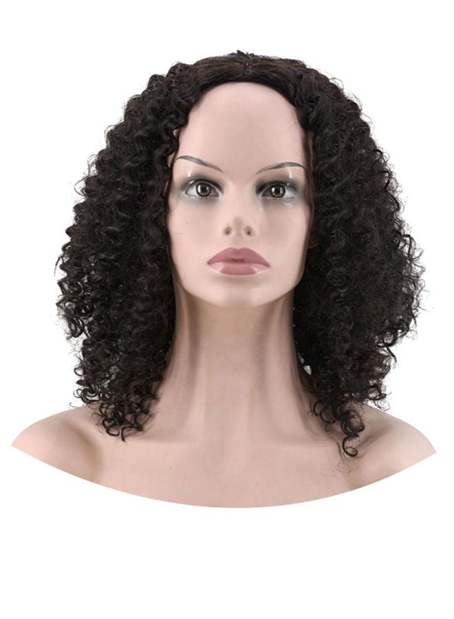 NIBEMINENT Natural Human Curly Hair Wig Black 25.0x17.0x6.0cm - Image 1