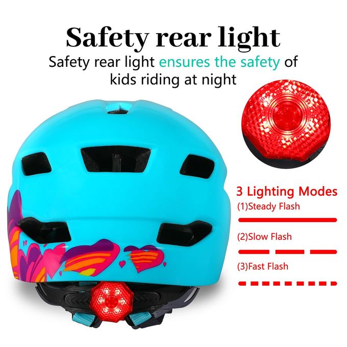 Bilaki Kids Bike Helmet, Adjustable Youth Boys Girls Helmets for Ages 3-5-8-14 Years (50-57cm), Child Helmet with Visor and LED Light, Lightweight Multi-Sport Bicycle Scooter Skate Cycling Helmets - Image 4