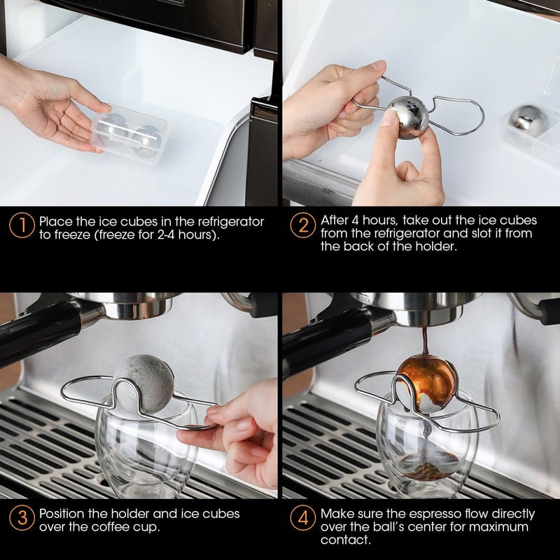 AIEVE 2 Pack Espresso Cooling Ball, Stainless Steel Frozen Ice Rock for Coffee, Espresso Accessories Extract Brew Chilling Tool Chiller Gift for Birthday, Valentine's Day, Christmas - Image 5