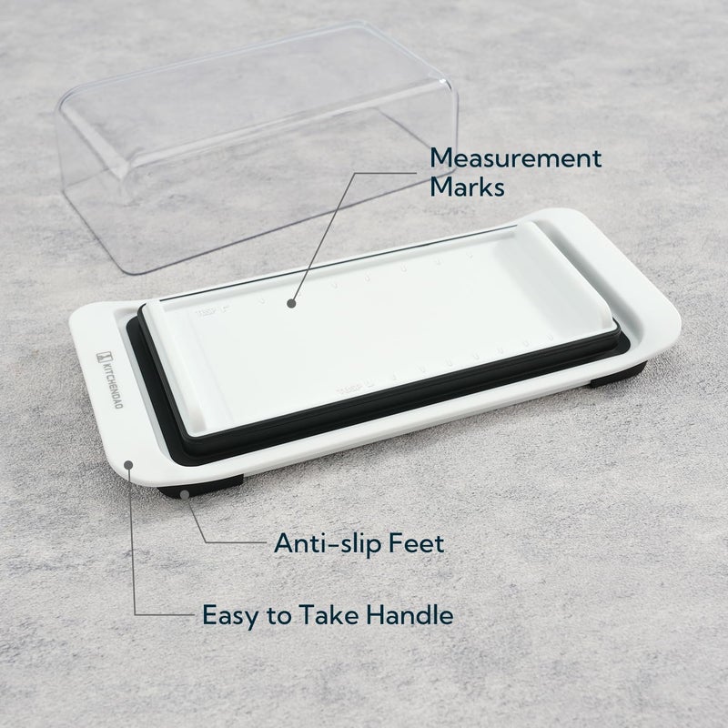 KITCHENDAO Large Airtight Butter Dish with Lid for Countertop and Fridge, Butter Keeper, Plastic Butter Holder Tray for 2 Sticks East Coast/West Coast/European Style/ Kerrygold Butter/ Cream Cheese - Image 5