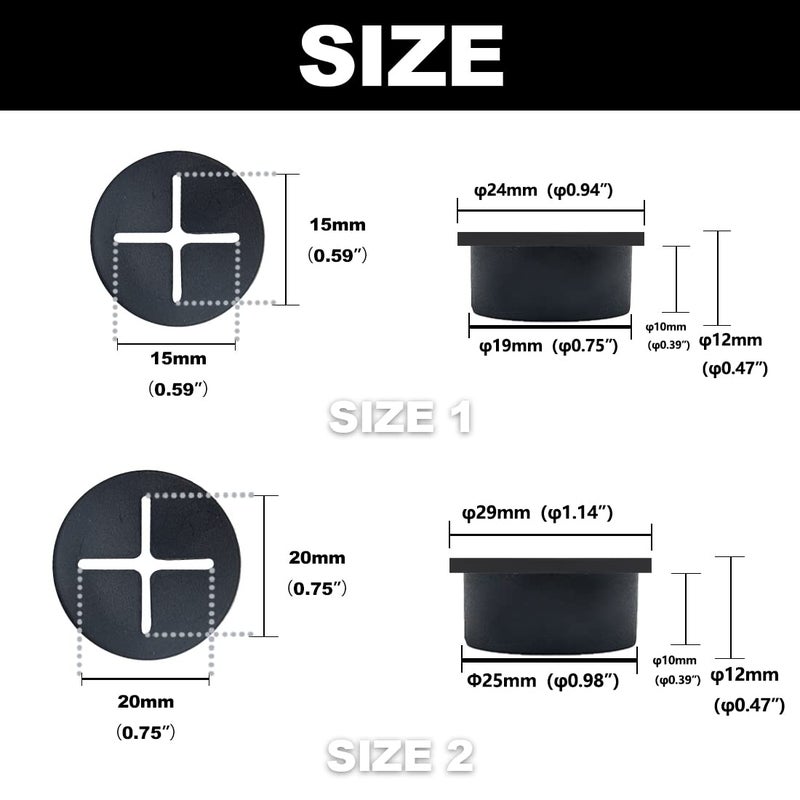 ايلان مجموعة إيلان من 30 قطعة من حلقات تثبيت الأسلاك المطاطية، غطاء فتحة سلك المكتب، حلقات تثبيت الكابلات الجدارية (3/4 بوصة، 1 بوصة) (أسود + أصفر + أبيض) - Image 2