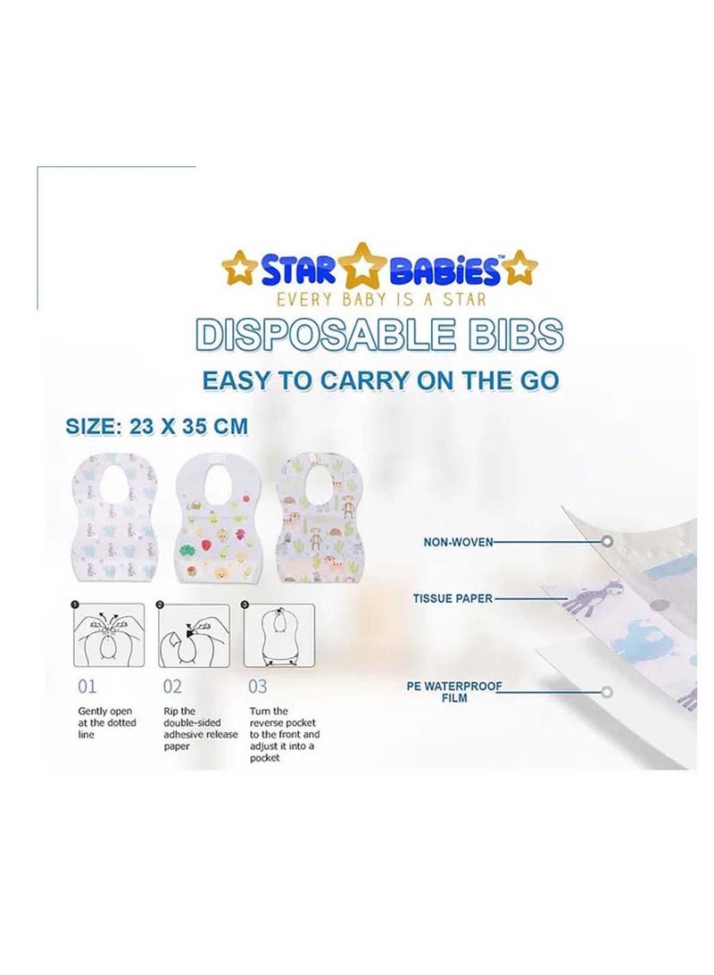 Star Babies Pack of 2 (Diaper Portable Bag With Pacifier Bag Large-capacity, Disposable Bibs 20pcs)-Khaki - Image 4