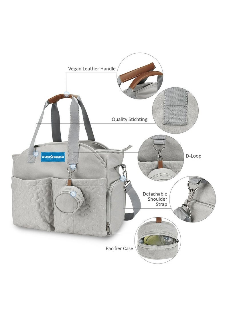 Star Babies Pack of 2 (Diaper Portable Bag With Pacifier Bag Large-capacity, Disposable Bibs 20pcs)-Khaki - Image 3