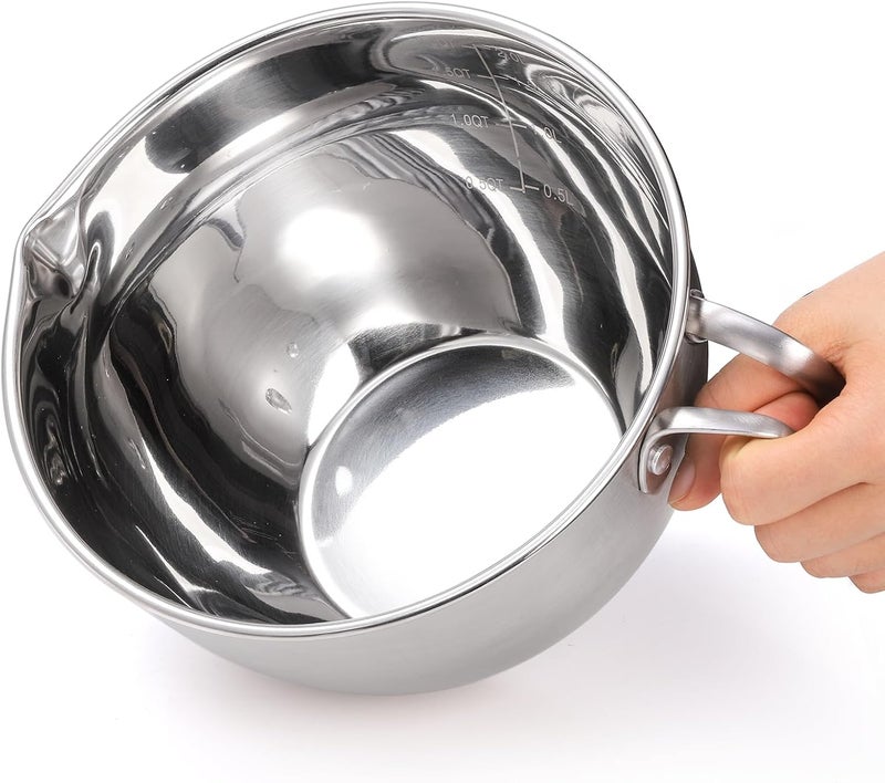 ZENFUN Double Boiler Pot Set with Silicone Spatula, 2000ML/1.8QT Chocolate Melting Pot with 2800ML/2.54QT Stainless Steel Pot, Candy Melting Pot, Chocolate Melter for Butter, Caramel, Cheese, Wax, - Image 4