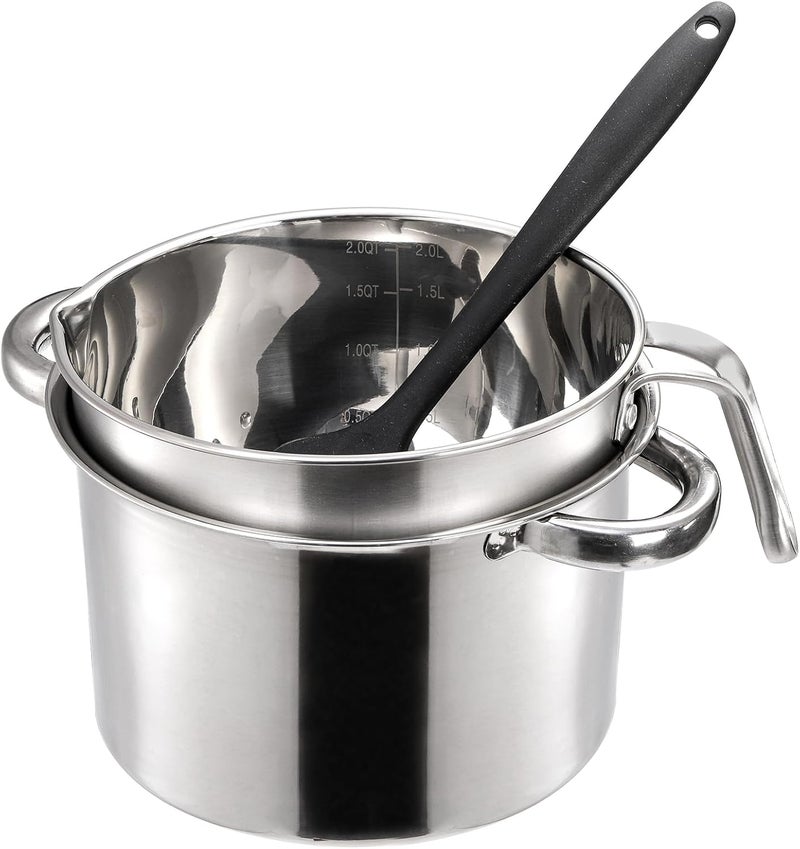 ZENFUN Double Boiler Pot Set with Silicone Spatula, 2000ML/1.8QT Chocolate Melting Pot with 2800ML/2.54QT Stainless Steel Pot, Candy Melting Pot, Chocolate Melter for Butter, Caramel, Cheese, Wax, - Image 3