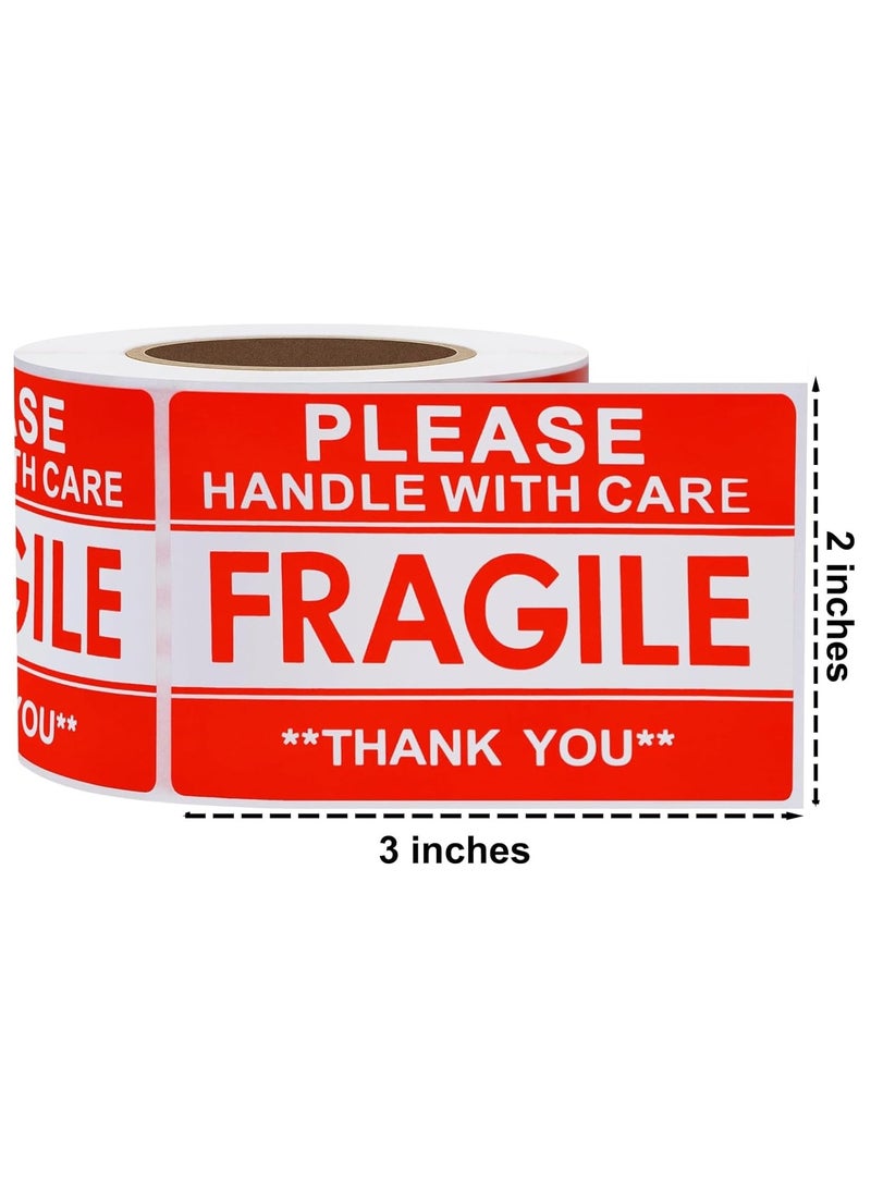 Rubik 1000 قطعة ملصقات تحذير هشة 3 × 2 بوصة، ذاتية اللصق، سهلة الإزالة، يرجى التعامل معها بحذر، شكرًا لك على ملصقات الشحن الآمن (2 لفات) - Image 2