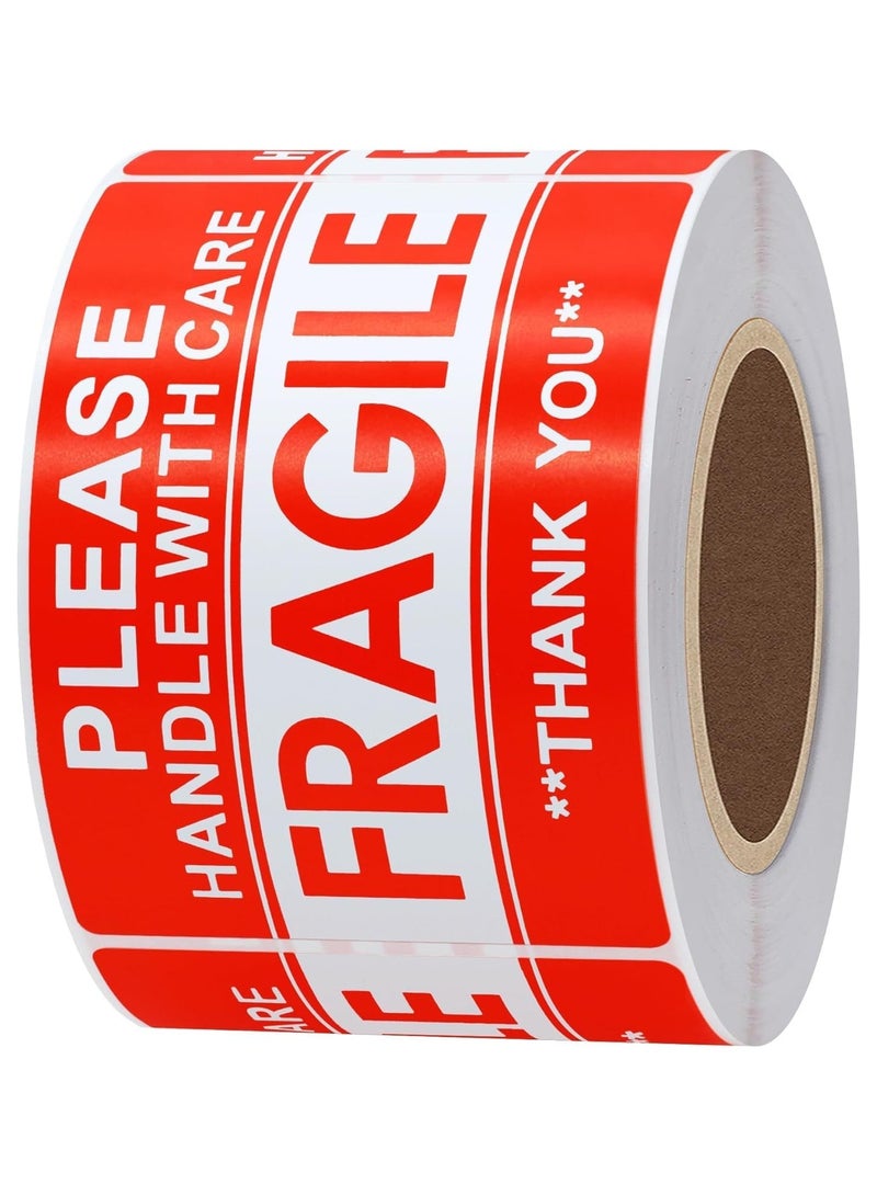 Rubik 1000 قطعة ملصقات تحذير هشة 3 × 2 بوصة، ذاتية اللصق، سهلة الإزالة، يرجى التعامل معها بحذر، شكرًا لك على ملصقات الشحن الآمن (2 لفات) - Image 3