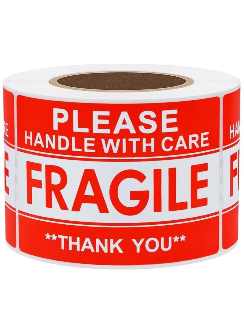 Rubik 1000 قطعة ملصقات تحذير هشة 3 × 2 بوصة، ذاتية اللصق، سهلة الإزالة، يرجى التعامل معها بحذر، شكرًا لك على ملصقات الشحن الآمن (2 لفات) - Image 4