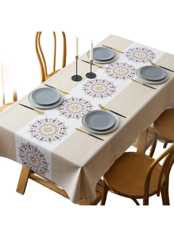 Moon Time Mengting Tablecloth, Fabric, Waterproof, Oil-Proof, Washable, Dining Table Cover, Simple, Rectangular, Table Mat, Pvc Table Mat - Image 2