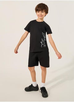 Styli Placement Print T-Shirt and Shorts Co-Ords  - Image 1