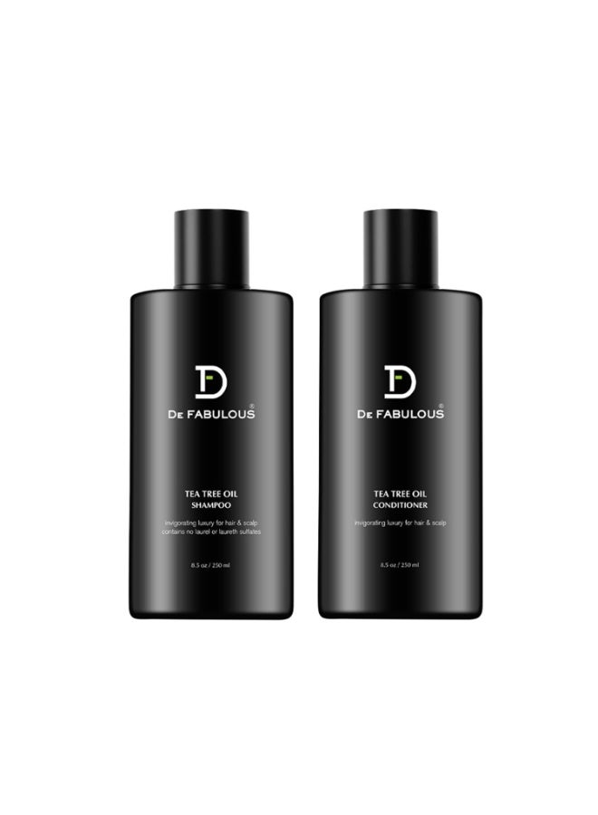 De Fabulous Tea Tree Oil Shampoo & Conditioner 250ml - Comb |All hair types | Scalp Health | Sulphate Free - Image 1