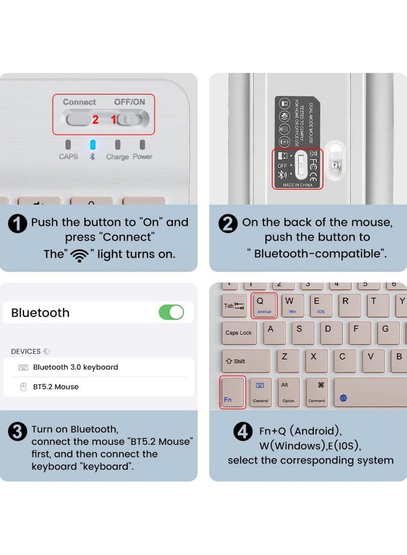 Rock Pow Ultra-slim Bluetooth Keyboard and Mouse Combo for iPad Rechargeable Wireless Keyboard & Mouse with 7-Color Backlit Compatible with iPad 9th/8th Gen iPad Pro/Air/Mini iPhone14/13/12 Pro - Image 3