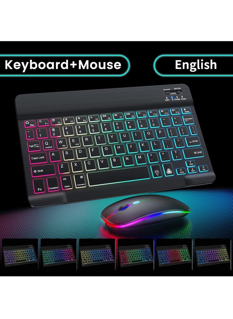 Rock Pow Ultra-slim Bluetooth Keyboard and Mouse Combo for iPad Rechargeable Wireless Keyboard & Mouse with 7-Color Backlit Compatible with iPad 9th/8th Gen iPad Pro/Air/Mini iPhone14/13/12 Pro - Image 4