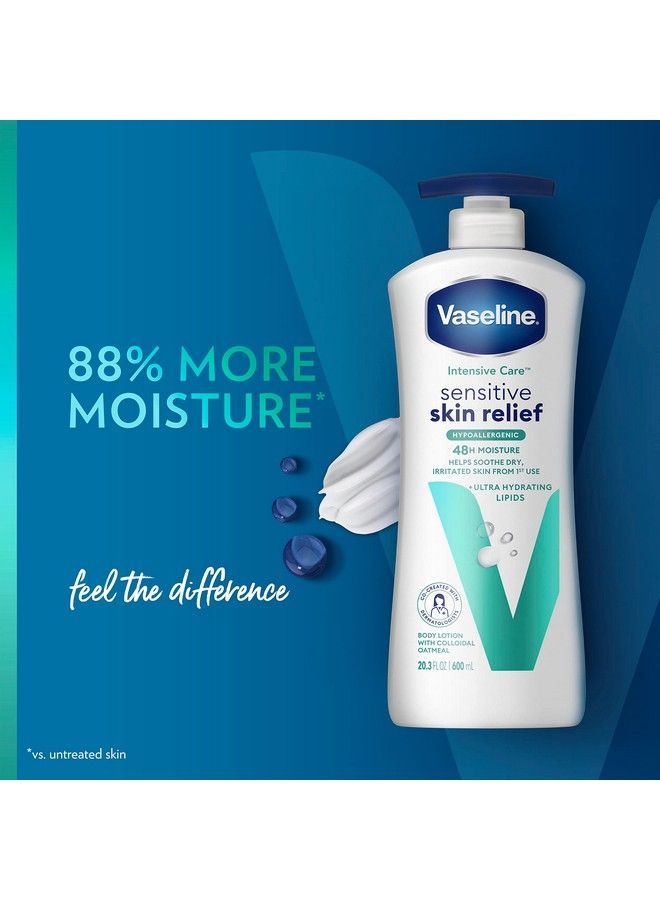 Vaseline Intensive Care Body Lotion Sensitive Skin Relief 4 Ct For Dry Skin With Colloidal Oatmeal And Ultrahydrating Lipids 20.3 Oz - Image 3