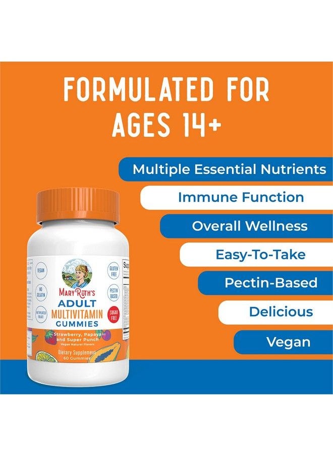 MaryRuth Organics - Mary Ruth Multivitamin For Women & Men; Sugar Free; Adult Multivitamin Multimineral Gummies With Vitamin C Vitamin D And E B Vitamins Biotin Zinc; Vegan; Nongmo; Gluten Free; 60 Count - Image 1