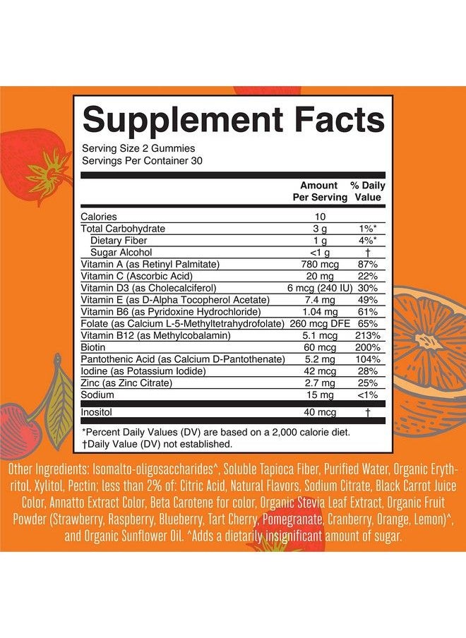 MaryRuth Organics - Mary Ruth Multivitamin For Women & Men; Sugar Free; Adult Multivitamin Multimineral Gummies With Vitamin C Vitamin D And E B Vitamins Biotin Zinc; Vegan; Nongmo; Gluten Free; 60 Count - Image 1