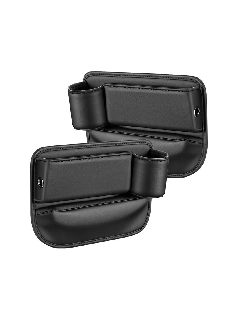 كابتن تيك Universal Car Seat Gap Filler Organizer 2 Pack with Cup Holders Storage for Phones Glasses Wallet and Keys - Image 1