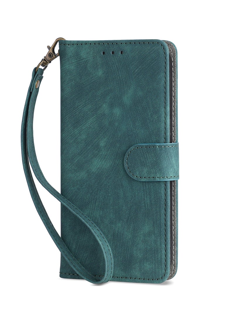 For ViVO V40 / ViVO V40 Pro Cover with Hand Strap, PU Leather Full Body Protection Shockproof Flip Mobile Cover, RFID Anti-theft Brush Folio Wallet Case - Image 5