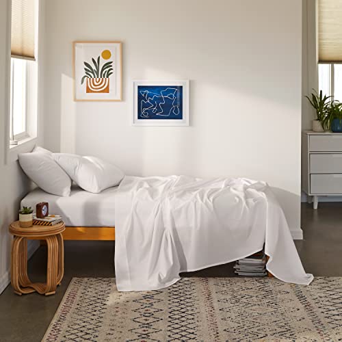 Brooklinen Luxury Sateen 4 Piece Twin XL Sheets Set in White  100 Cotton Sateen Sheets  1 Fitted Sheet 1 Flat Sheet 2 Pillowcases
