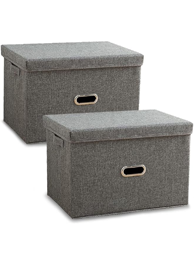 Zaboon Box Foldable Storage Cubes Bins Baskets Organizer With Handles Removable Lids Washable Large Storage Space For Clothes Toys Books Stuff Home Office(Grey2 Packs) - Image 1
