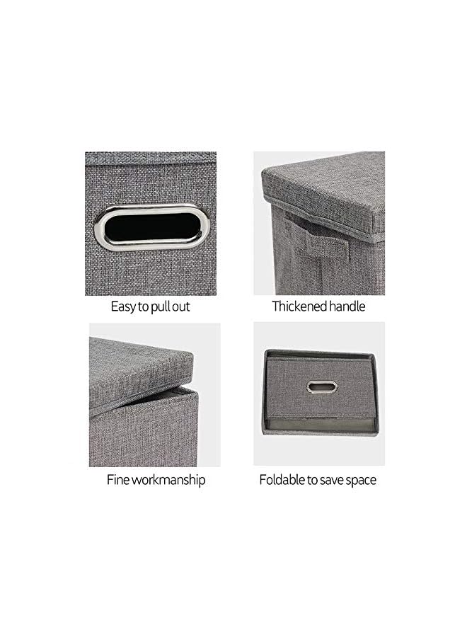 Zaboon Box Foldable Storage Cubes Bins Baskets Organizer With Handles Removable Lids Washable Large Storage Space For Clothes Toys Books Stuff Home Office(Grey2 Packs) - Image 2