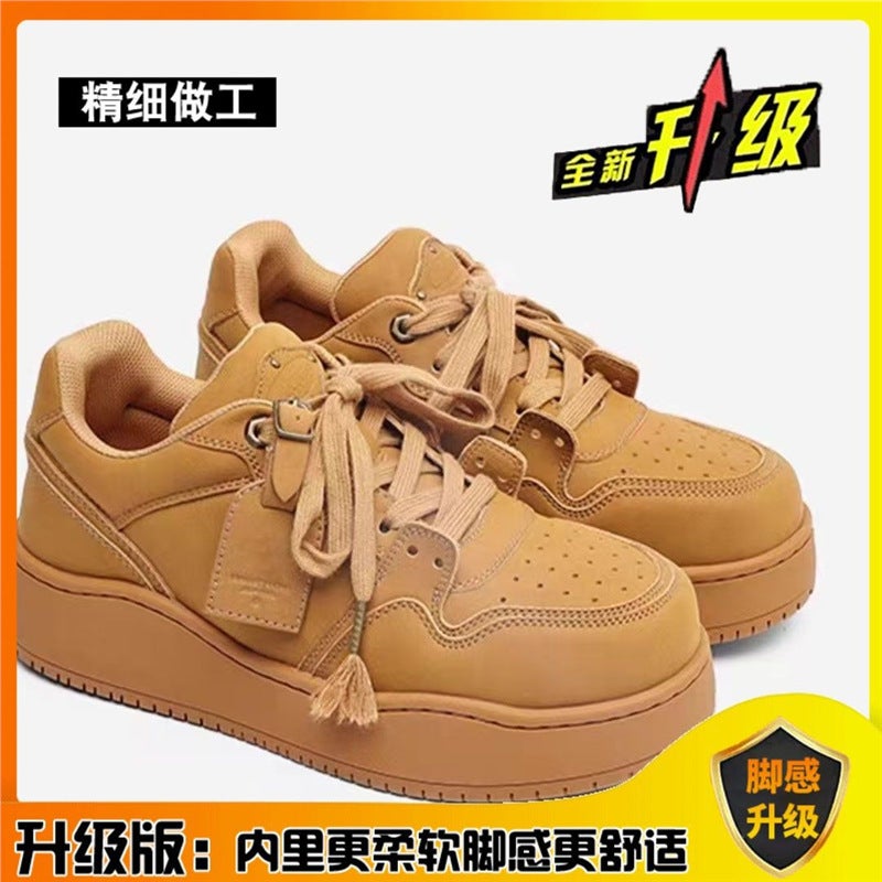 Spring New Thick-Soled Color Plate 2025 Wheat Casual Shoes Versatile Trendy Women'S Shoes Retro Couple Shoes Men'S Shoes - Image 1