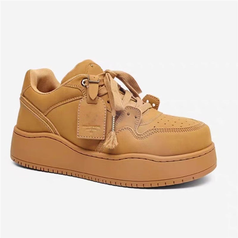 Spring New Thick-Soled Color Plate 2025 Wheat Casual Shoes Versatile Trendy Women'S Shoes Retro Couple Shoes Men'S Shoes - Image 3
