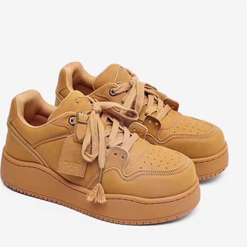 Spring New Thick-Soled Color Plate 2025 Wheat Casual Shoes Versatile Trendy Women'S Shoes Retro Couple Shoes Men'S Shoes - Image 5