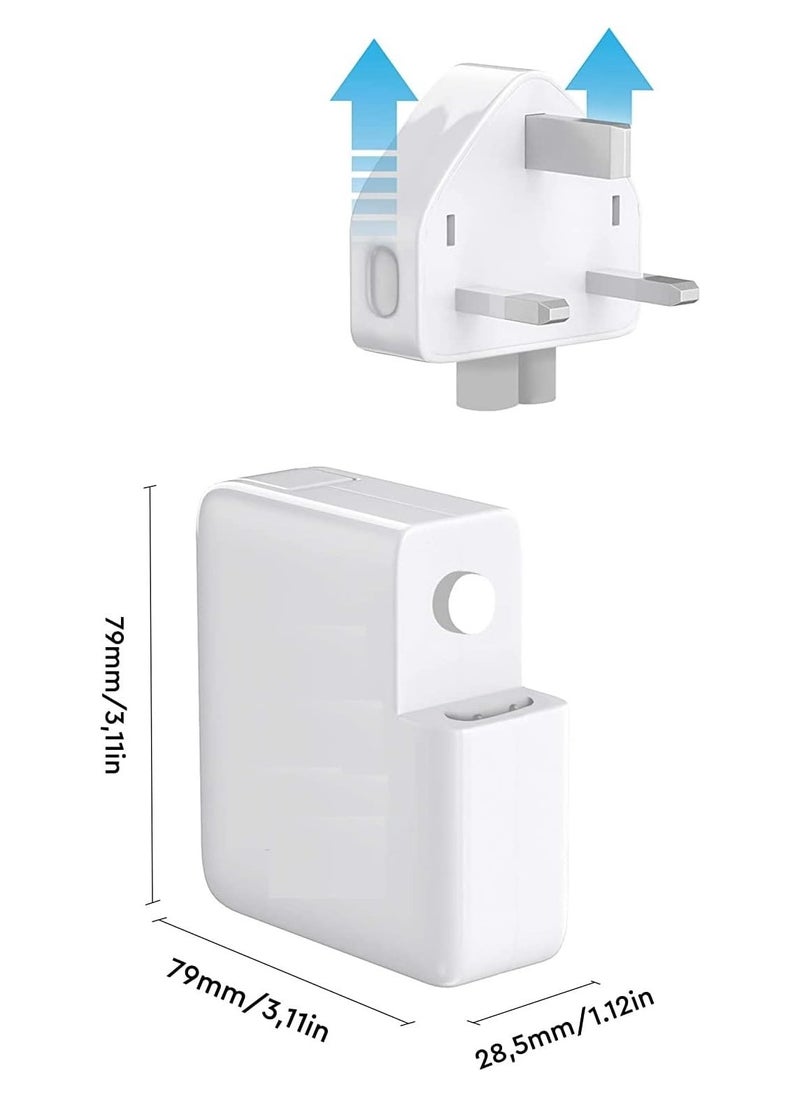 Generic - 45W Magnetic 2 T-Tip MacBook Mac Air Laptop Charger Adapter T-Connector (White) - Image 1