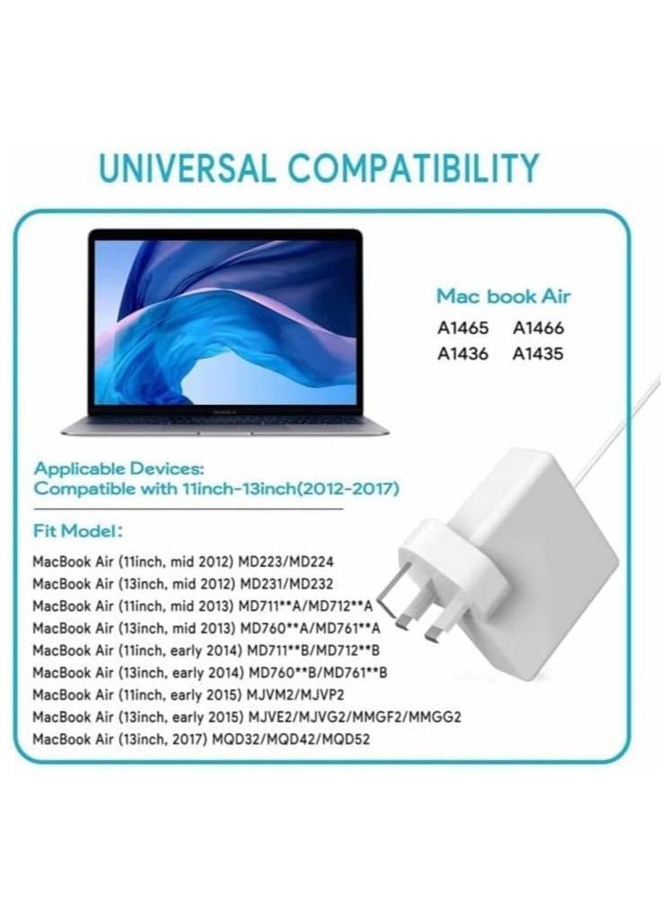 Generic - 45W Magnetic 2 T-Tip MacBook Mac Air Laptop Charger Adapter T-Connector (White) - Image 1