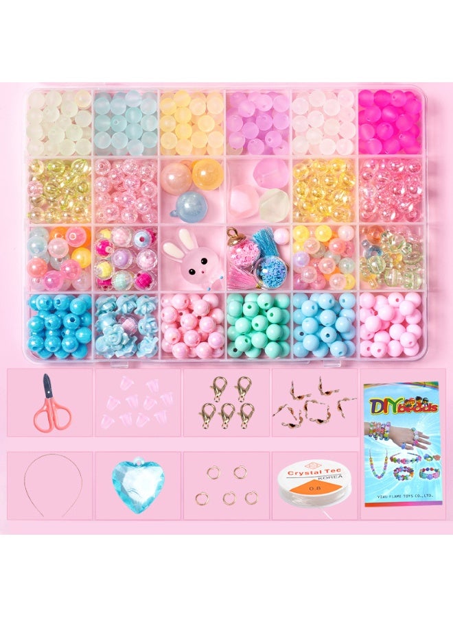 Capstro 24 Grid Acrylic Beads Jewelry Making Kit Vitality Girl – DIY Bead Box with Bright Acrylic Beads, Charms, Strings & Tools – Creative Arts & Crafts Gift for Girls Age 7–14