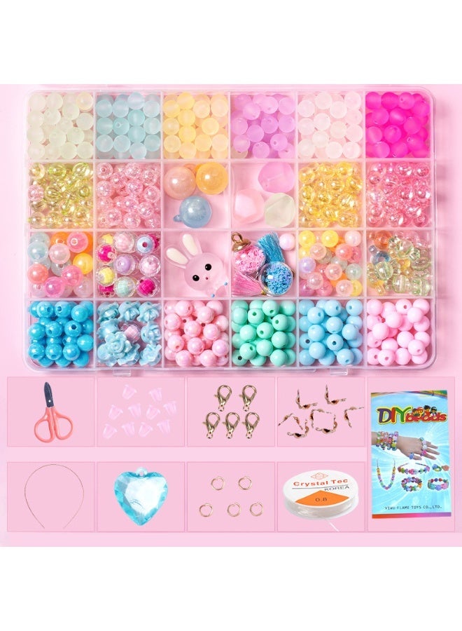 Capstro 24 Grid Acrylic Beads Jewelry Making Kit Vitality Girl – DIY Bead Box with Bright Acrylic Beads, Charms, Strings & Tools – Creative Arts & Crafts Gift for Girls Age 7–14 - Image 2