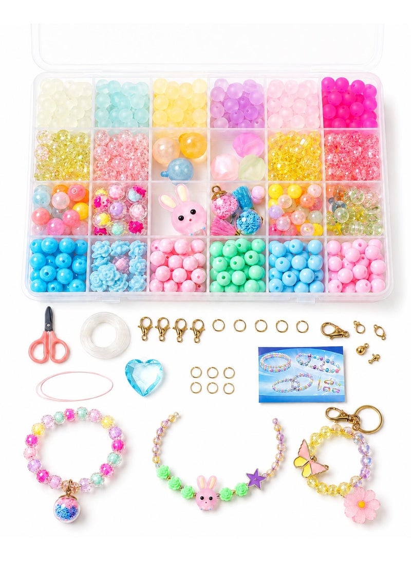 Capstro 24 Grid Acrylic Beads Jewelry Making Kit Vitality Girl – DIY Bead Box with Bright Acrylic Beads, Charms, Strings & Tools – Creative Arts & Crafts Gift for Girls Age 7–14 - Image 1