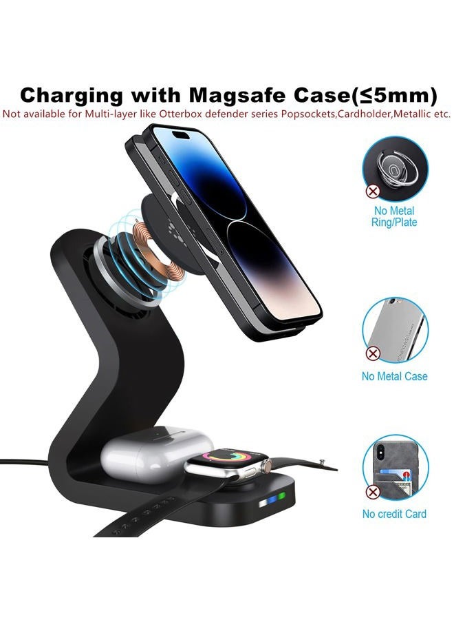IDOLCO Mag-Safe 3 in 1 Wireless Charging Station, [with 30W Adapter] 15W Fast Magnetic Wireless Charger Stand for Multiple Devices Apple, iPhone 16 15 14 13 12 Pro Max/Plus/Pro, iWatch 7/SE/6/5/4/3, AirPods  - Image 5