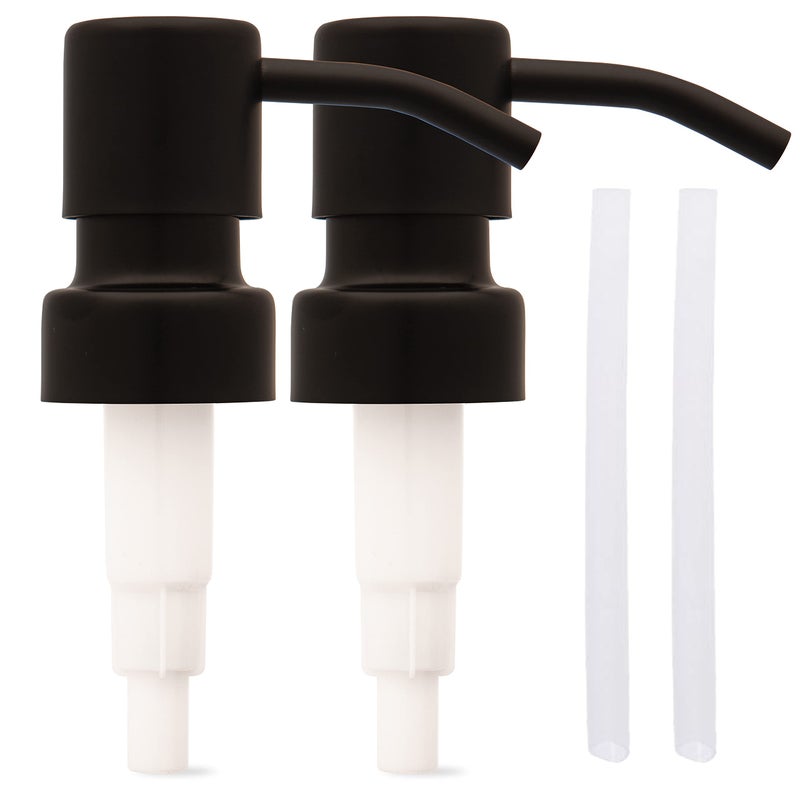 Stainless Steel Soap and Lotion Dispenser Pumps Replacement for Your Bottles Black Matte 2 Pack