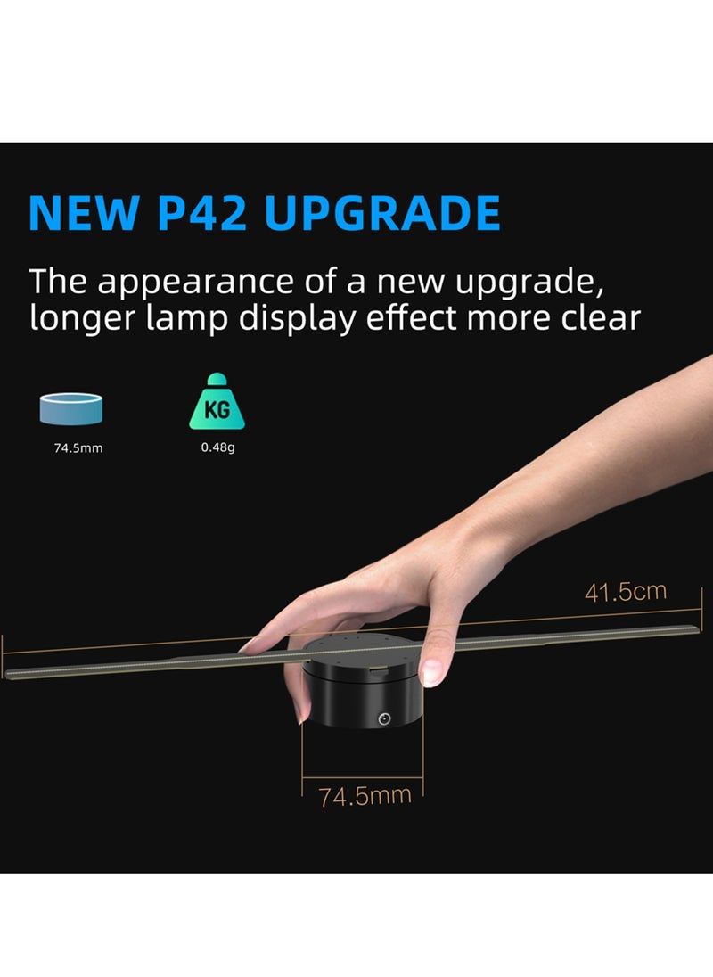 Generic - 3D Hologram Projector Advertising Display Fan Wall-mounted Player 3D Naked Eye HD LED Photo Video Fan with 244pcs LED Light Beads Remote Control Sign Display - Image 1
