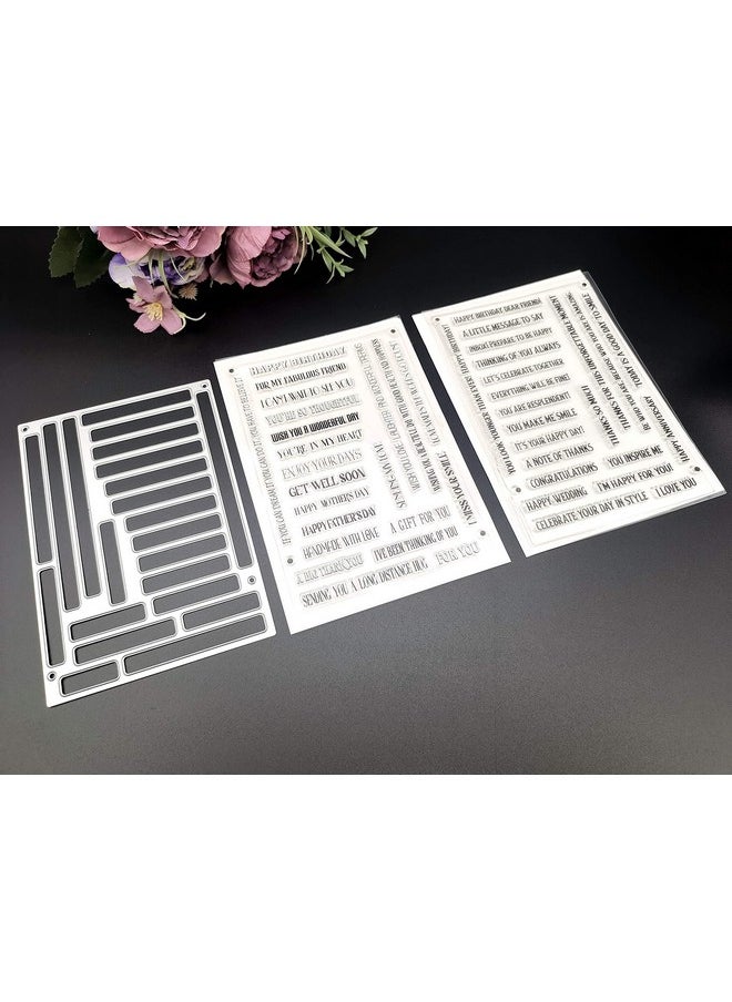Generic - 2Pc Stripe Clear Stamps With 1Pc Tag Die Sentiments Stamp Bannerpaper Craft Metal Diecutsscrapbooking Cutting… - Image 1