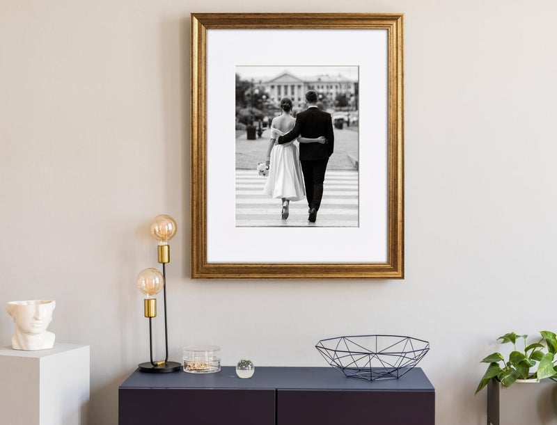 Yaetm 16x20 Gold Picture Frame Matted to 11x14 Set of 4, 1.4" Wide Molding & Rustic Golden 16x20 Frame for Wall Gallery, Home and Office, Wall Mount, 4 Pack - Image 5