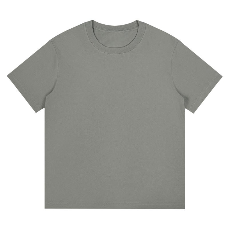 Spring White Short-sleeved T-shirt Mens Base Shirt Inner T-shirt Loose Pure Cotton Solid Color 2024 New Top Rock ash