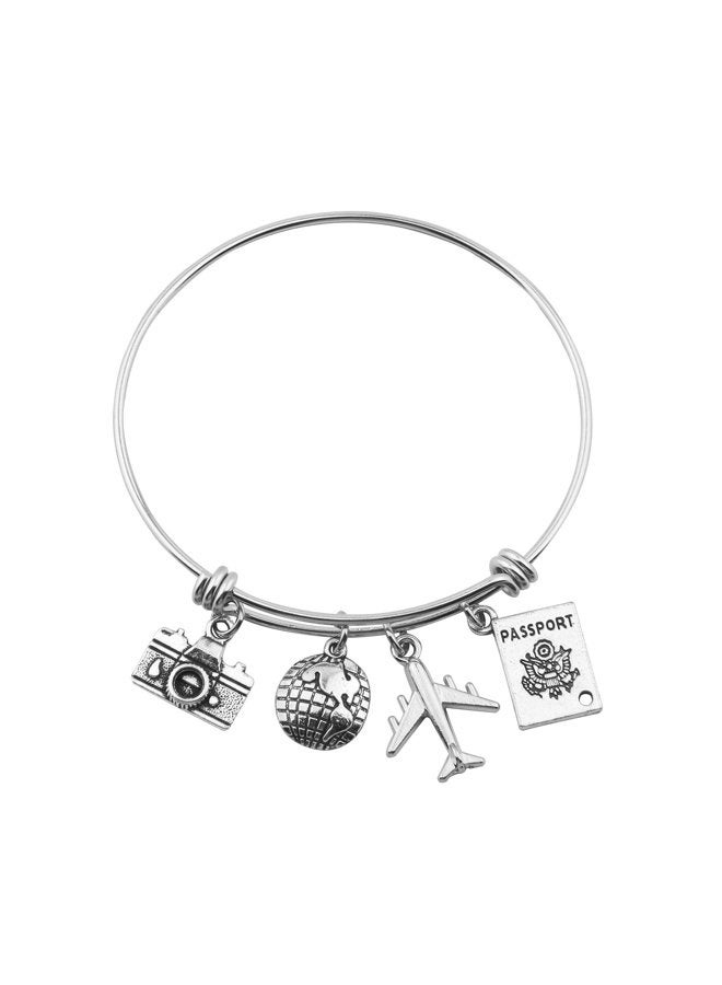 SEIRAA Travel Bracelet Expandable Wire Bracelet Bangle Charm Bracelets Gift for Traveler (Travel Bangle) - Image 1